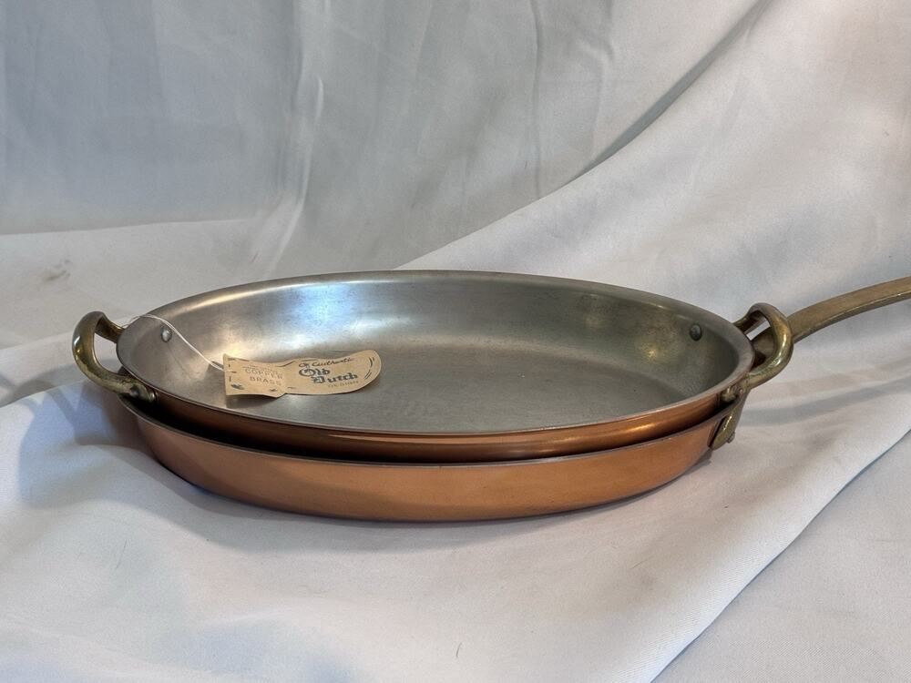 Old Dutch International Solid Copper Au Gratin Pan And Saute Pan 12.5 Inches NWT